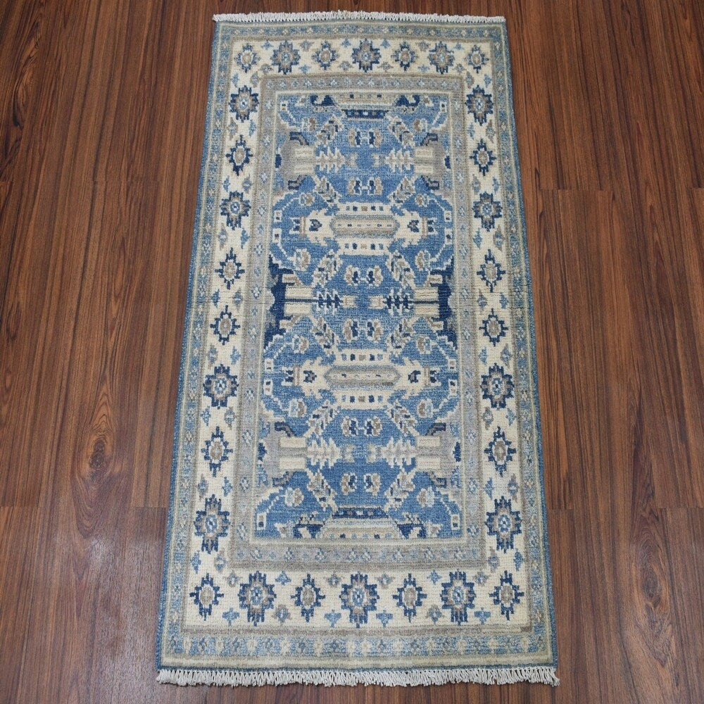 Shahbanu Rugs Hand-Knotted Pure Wool Vintage Look Kazak Oriental Rug (2'1" x 3'0") - 2'1" x 3'0"