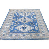 Shahbanu Rugs Hand-Knotted Pure Wool Vintage Look Kazak Oriental Rug (4'0" x 6'0") - 4'0" x 6'0"