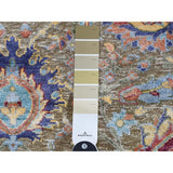 Shahbanu Rugs Hand-Knotted Sickle Leaf Design Silk With Textured Wool Oriental Rug (4'0" x 6'0") - 4'0" x 6'0"
