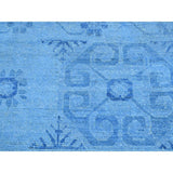 Shahbanu Rugs Hand-Knotted Sky Blue Overdyed Khotan Pure Wool Oriental Rug (2'0" x 2'10") - 2'0" x 2'10"