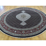 Shahbanu Rugs Hand Knotted Tabriz Mahi Wool And Silk Round Oriental Rug (7'10" x 7'10") - 7'10" x 7'10"