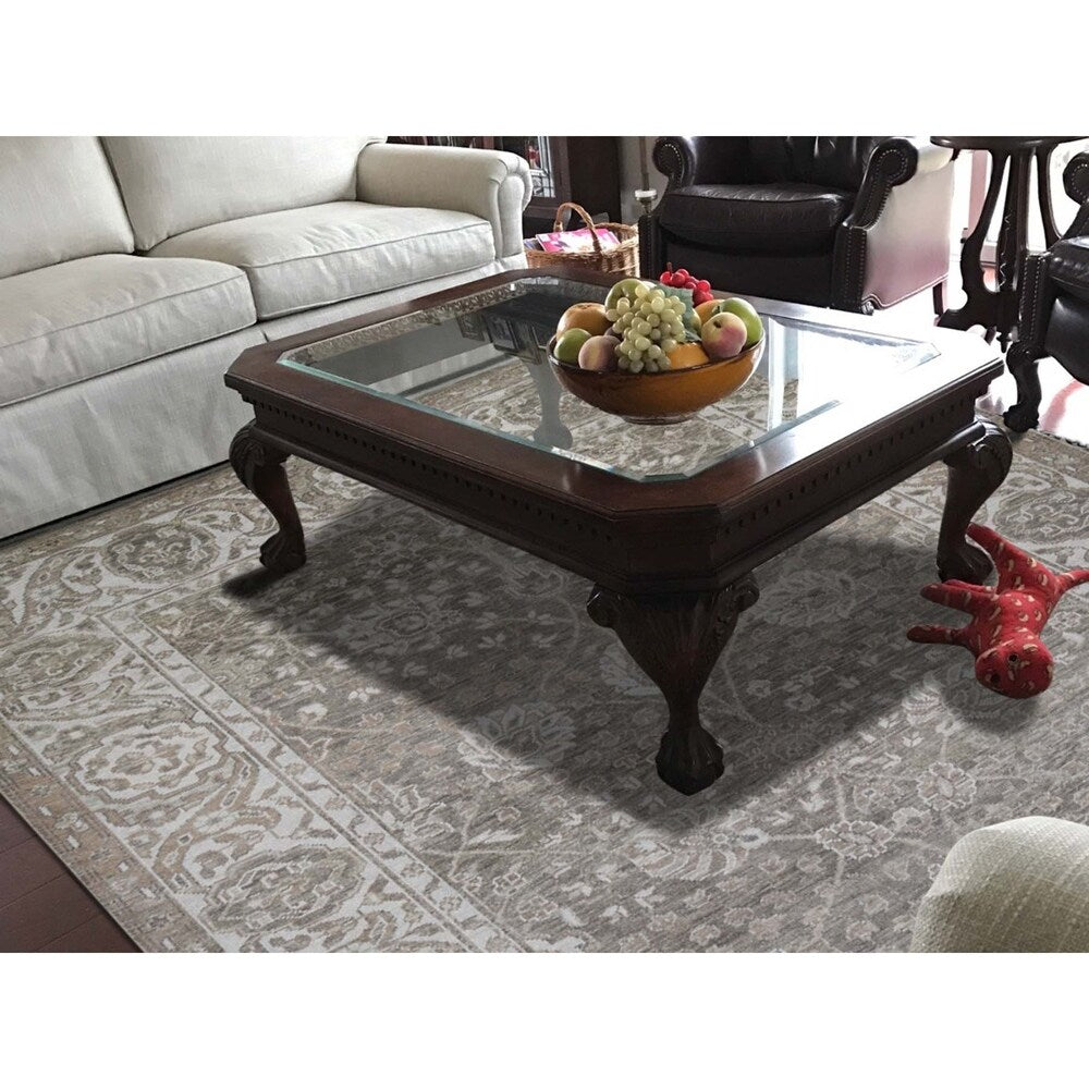 Shahbanu Rugs Hand-Knotted Turkish Knot Oushak Cropped Thin Pure Wool Oriental Rug (7'10" x 9'10") - 7'10" x 9'10"