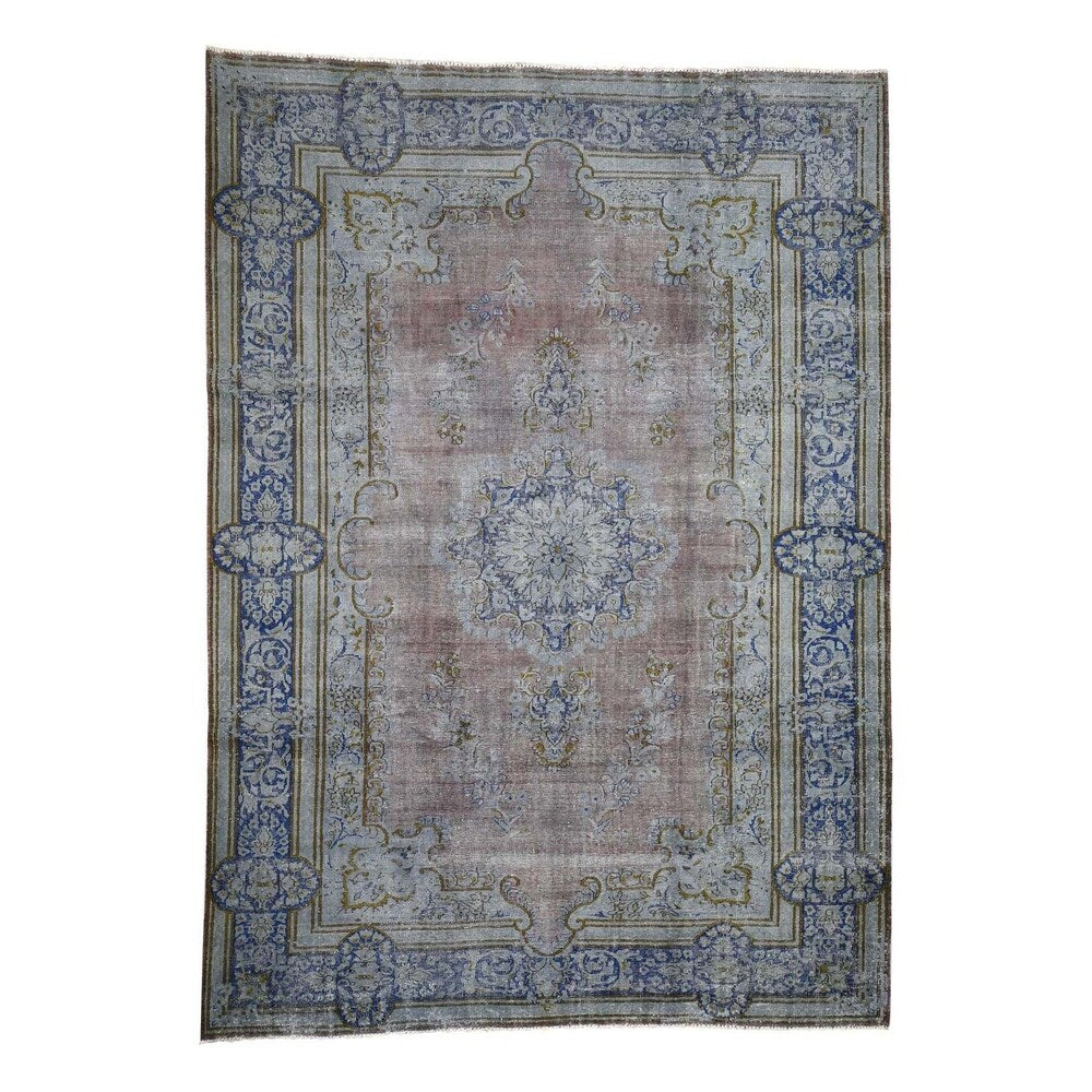 Shahbanu Rugs Hand-Knotted Vintage Kerman Pure Wool Low Sheared Oriental Rug (8'6" x 11'10") - 8'6" x 11'10"