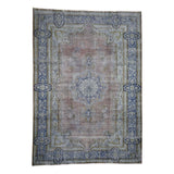 Shahbanu Rugs Hand-Knotted Vintage Kerman Pure Wool Low Sheared Oriental Rug (8'6" x 11'10") - 8'6" x 11'10"