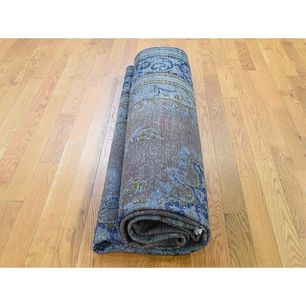 Shahbanu Rugs Hand-Knotted Vintage Kerman Pure Wool Low Sheared Oriental Rug (8'6" x 11'10") - 8'6" x 11'10"