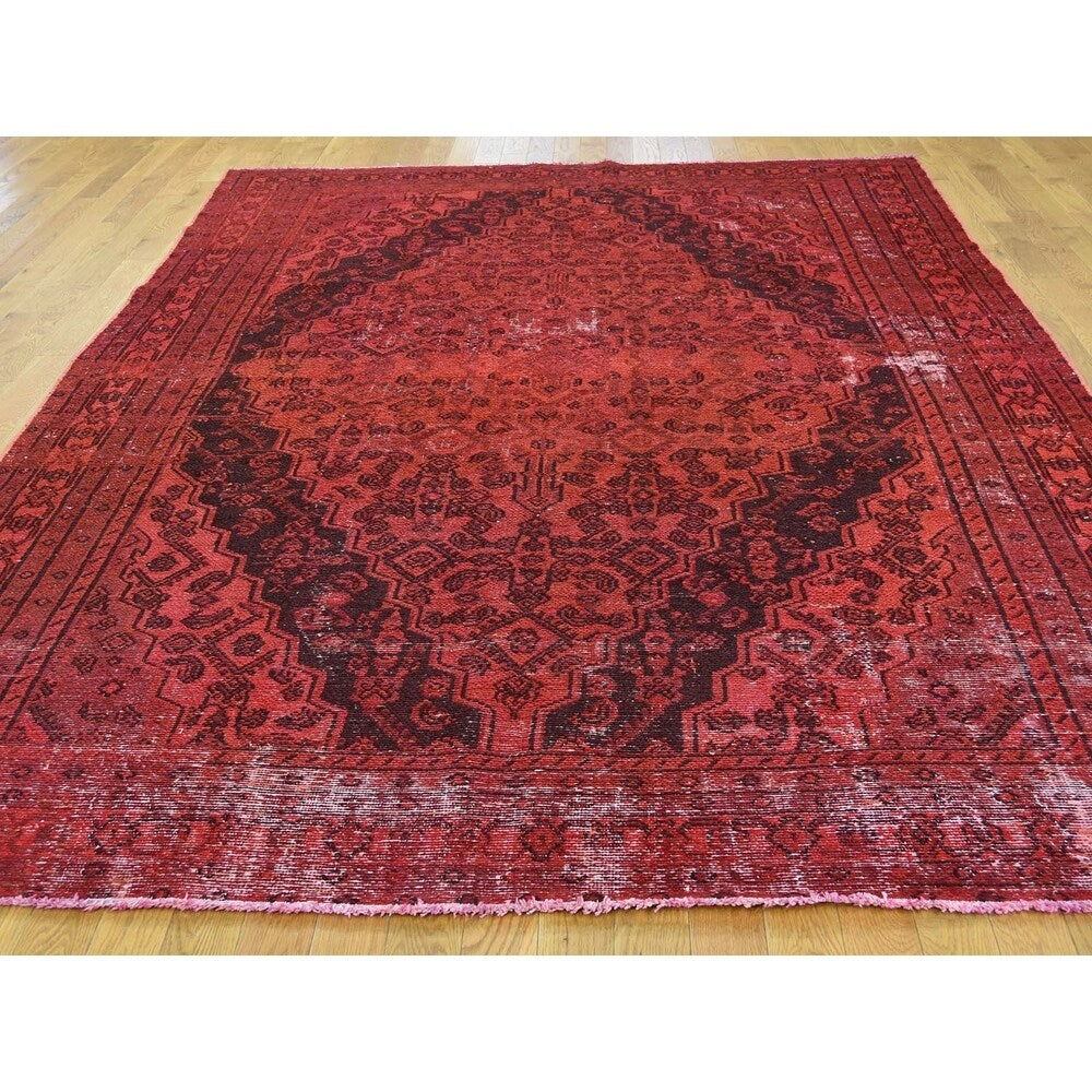 Shahbanu Rugs Hand-Knotted Vintage Overdyed Persian Malayer Oriental Rug - 6'10" x 9'8"