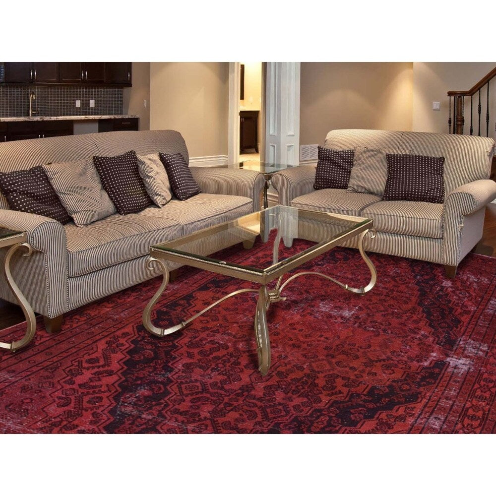 Shahbanu Rugs Hand-Knotted Vintage Overdyed Persian Malayer Oriental Rug - 6'10" x 9'8"