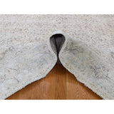 Shahbanu Rugs Hand-Knotted White Wash Vintage Kerman With Birds Worn Pile Rug (6'3" x 9'1") - 6'3" x 9'1"