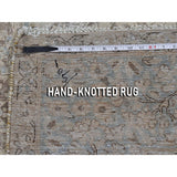 Shahbanu Rugs Hand-Knotted White Wash Vintage Kerman With Birds Worn Pile Rug (6'3" x 9'1") - 6'3" x 9'1"