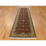 Shahbanu Rugs Hand Knotted Wool and Silk Hereke Design 300 Kpsi Runner Rug (2'10" x 12'6") - 2'10" x 12'6"