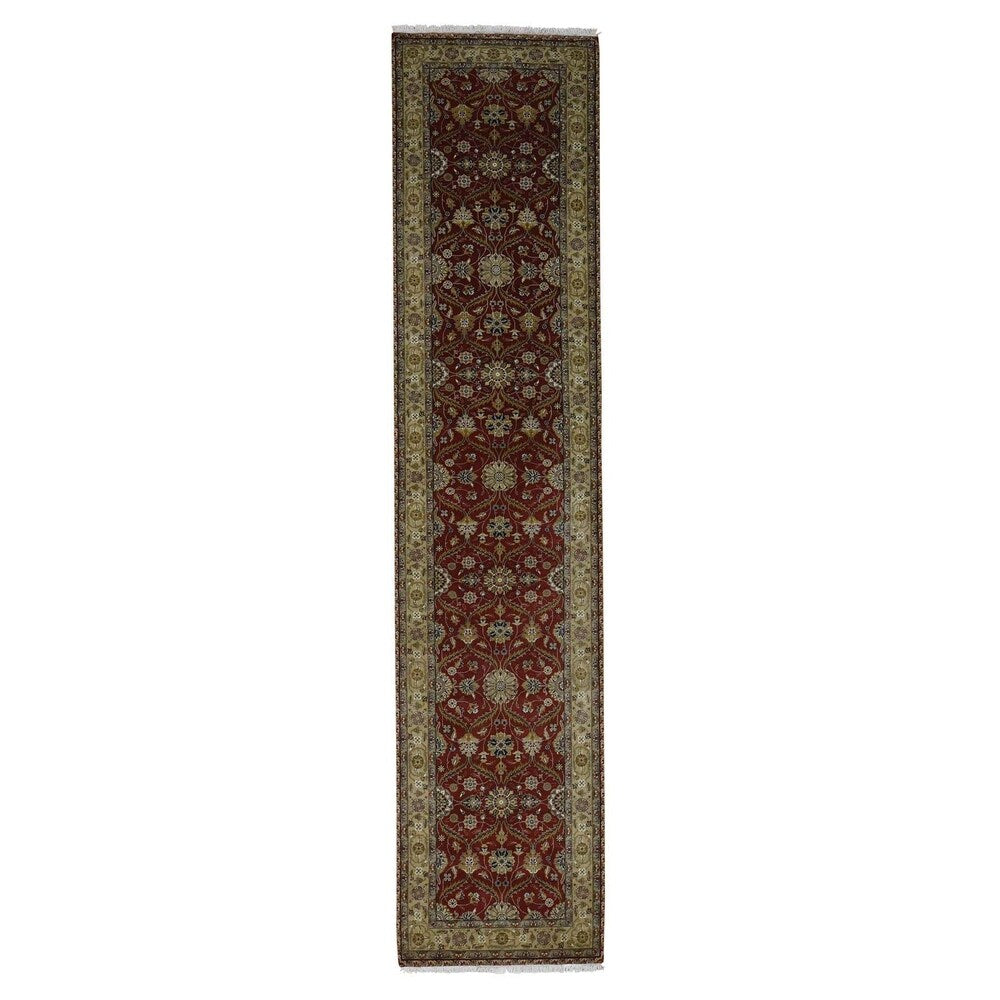 Shahbanu Rugs Hand Knotted Wool and Silk Hereke Design 300 Kpsi Runner Rug (2'10" x 12'6") - 2'10" x 12'6"