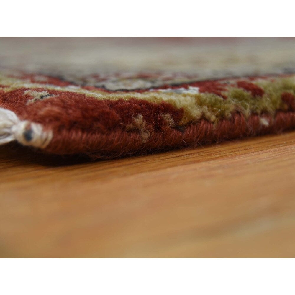 Shahbanu Rugs Hand Knotted Wool and Silk Hereke Design 300 Kpsi Runner Rug (2'10" x 12'6") - 2'10" x 12'6"