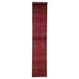 Shahbanu Rugs Hand-Knotted Wool and Silk Tone-on-Tone Red Nepali Runner Oriental Rug (2'2" x 10'1") - 2'2" x 10'1"