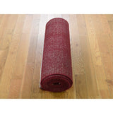 Shahbanu Rugs Hand-Knotted Wool and Silk Tone-on-Tone Red Nepali Runner Oriental Rug (2'2" x 10'1") - 2'2" x 10'1"