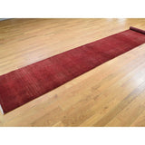 Shahbanu Rugs Hand-Knotted Wool and Silk Tone-on-Tone Red Nepali Runner Oriental Rug (2'2" x 10'1") - 2'2" x 10'1"