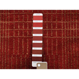 Shahbanu Rugs Hand-Knotted Wool and Silk Tone-on-Tone Red Nepali Runner Oriental Rug (2'2" x 10'1") - 2'2" x 10'1"