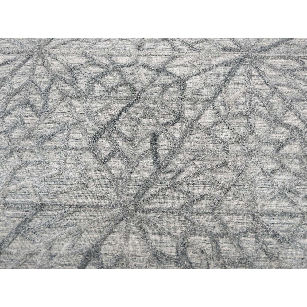 Shahbanu Rugs Hand-Loomed Tone on Tone Hi-Lo Pile Wool and Silk Oriental Rug - 9'0" x 11'10"
