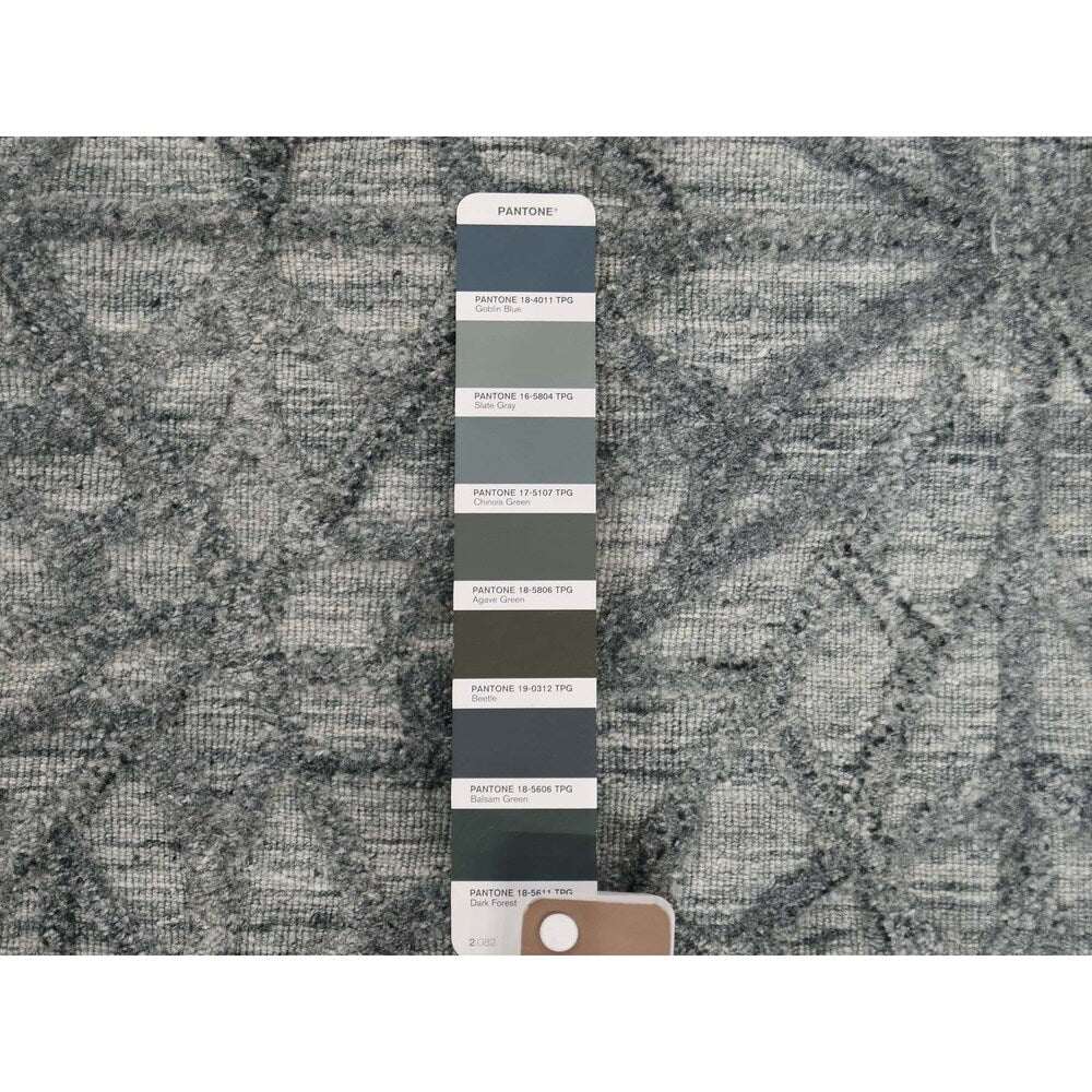Shahbanu Rugs Hand-Loomed Tone on Tone Hi-Lo Pile Wool and Silk Oriental Rug - 9'0" x 11'10"