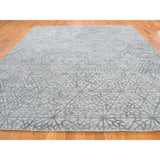 Shahbanu Rugs Hand-Loomed Tone on Tone Hi-Lo Pile Wool and Silk Oriental Rug - 9'0" x 11'10"