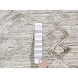 Shahbanu Rugs Hand Loomed Wool and Silk Modern Geometric Design Hi-Lo Pile Rug - 6'3" x 9'2"