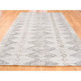 Shahbanu Rugs Hand Loomed Wool and Silk Modern Geometric Design Hi-Lo Pile Rug - 6'3" x 9'2"