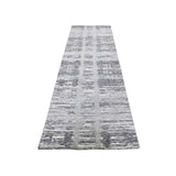 Shahbanu Rugs Hand Spun Gray Undyed Natural Wool Modern Runner Oriental Hand-Knotted Rug (2'6" x 8'2") - 2'6" x 8'2"