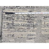 Shahbanu Rugs Hand Spun Gray Undyed Natural Wool Modern Runner Oriental Hand-Knotted Rug (2'6" x 8'2") - 2'6" x 8'2"