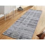 Shahbanu Rugs Hand Spun Gray Undyed Natural Wool Modern Runner Oriental Hand-Knotted Rug (2'6" x 8'2") - 2'6" x 8'2"