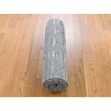 Shahbanu Rugs Hand Spun Gray Undyed Natural Wool Modern Runner Oriental Hand-Knotted Rug (2'6" x 8'2") - 2'6" x 8'2"