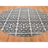 Shahbanu Rugs Hand Woven Flat Weave Pure Wool Reversible Round Kilim Oriental Rug (8'0" x 8'0") - 8'0" x 8'0"