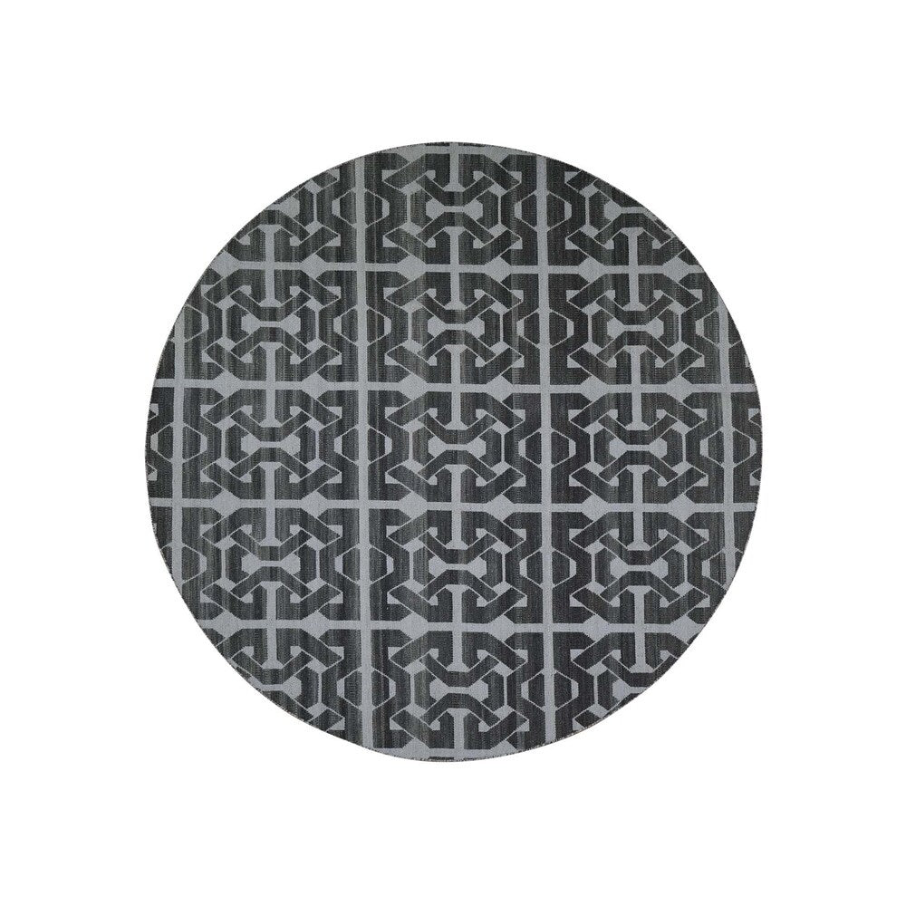 Shahbanu Rugs Hand Woven Flat Weave Pure Wool Reversible Round Kilim Oriental Rug (8'0" x 8'0") - 8'0" x 8'0"