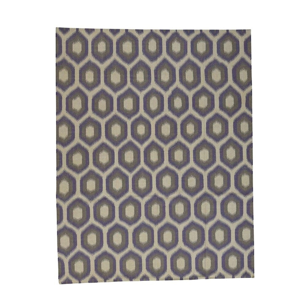 Shahbanu Rugs Hand Woven Flat Weave Purple Durie Kilim Reversible Oriental Rug (8'0" x 10'0") - 8'0" x 10'0"