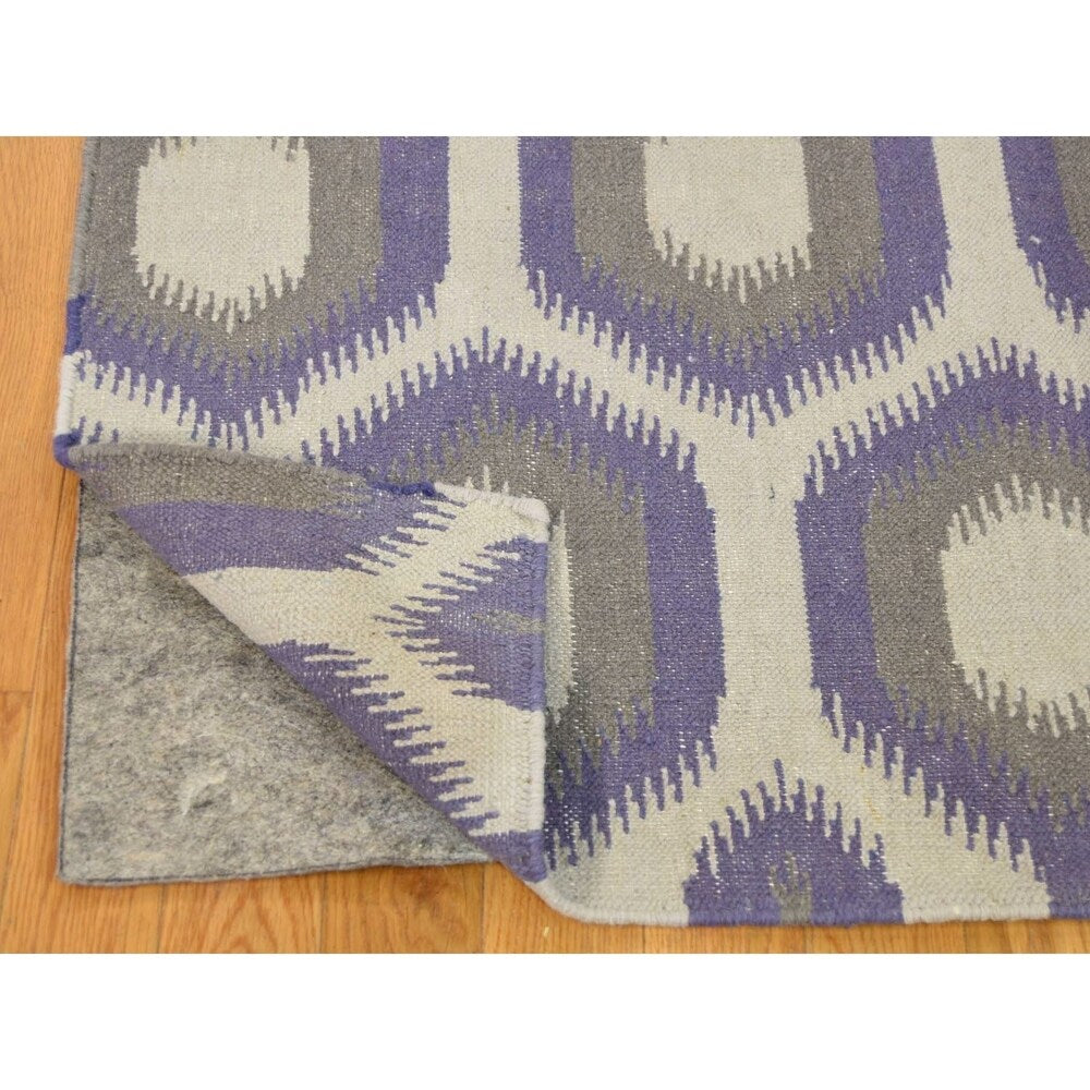 Shahbanu Rugs Hand Woven Flat Weave Purple Durie Kilim Reversible Oriental Rug (8'0" x 10'0") - 8'0" x 10'0"