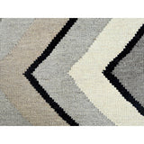 Shahbanu Rugs Hand Woven Taupe Geometric Zigzag Design Flat Weave Kilim Handspun Wool Reversible Oriental Rug (9'2" x 12'0")