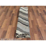 Shahbanu Rugs Hand Woven Taupe Geometric Zigzag Design Flat Weave Kilim Handspun Wool Reversible Oriental Rug (9'2" x 12'0")