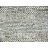 Shahbanu Rugs Heather Gray, Modern Grass Design, Tone on Tone, Undyed 100% Wool, Hand Knotted, Square Oriental Rug (8'1" x 8'2")