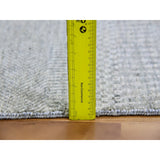 Shahbanu Rugs Heather Gray, Modern Grass Design, Tone on Tone, Undyed 100% Wool, Hand Knotted, Square Oriental Rug (8'1" x 8'2")