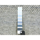 Shahbanu Rugs Heather Gray, Modern Grass Design, Tone on Tone, Undyed 100% Wool, Hand Knotted, Square Oriental Rug (8'1" x 8'2")