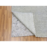 Shahbanu Rugs Heather Gray, Modern Grass Design, Tone on Tone, Undyed 100% Wool, Hand Knotted, Square Oriental Rug (8'1" x 8'2")