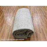 Shahbanu Rugs Heather Gray, Modern Grass Design, Tone on Tone, Undyed 100% Wool, Hand Knotted, Square Oriental Rug (8'1" x 8'2")