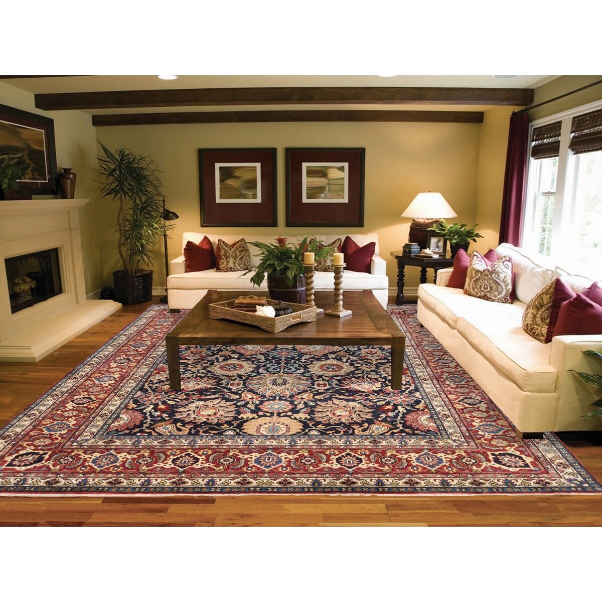 Shahbanu Rugs Heriz with All Over Design Charcoal Black Pure Wool Natural Dyes Hand Knotted Oriental Rug (7'10" x 10'0")
