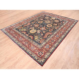 Shahbanu Rugs Heriz with All Over Design Charcoal Black Pure Wool Natural Dyes Hand Knotted Oriental Rug (7'10" x 10'0")