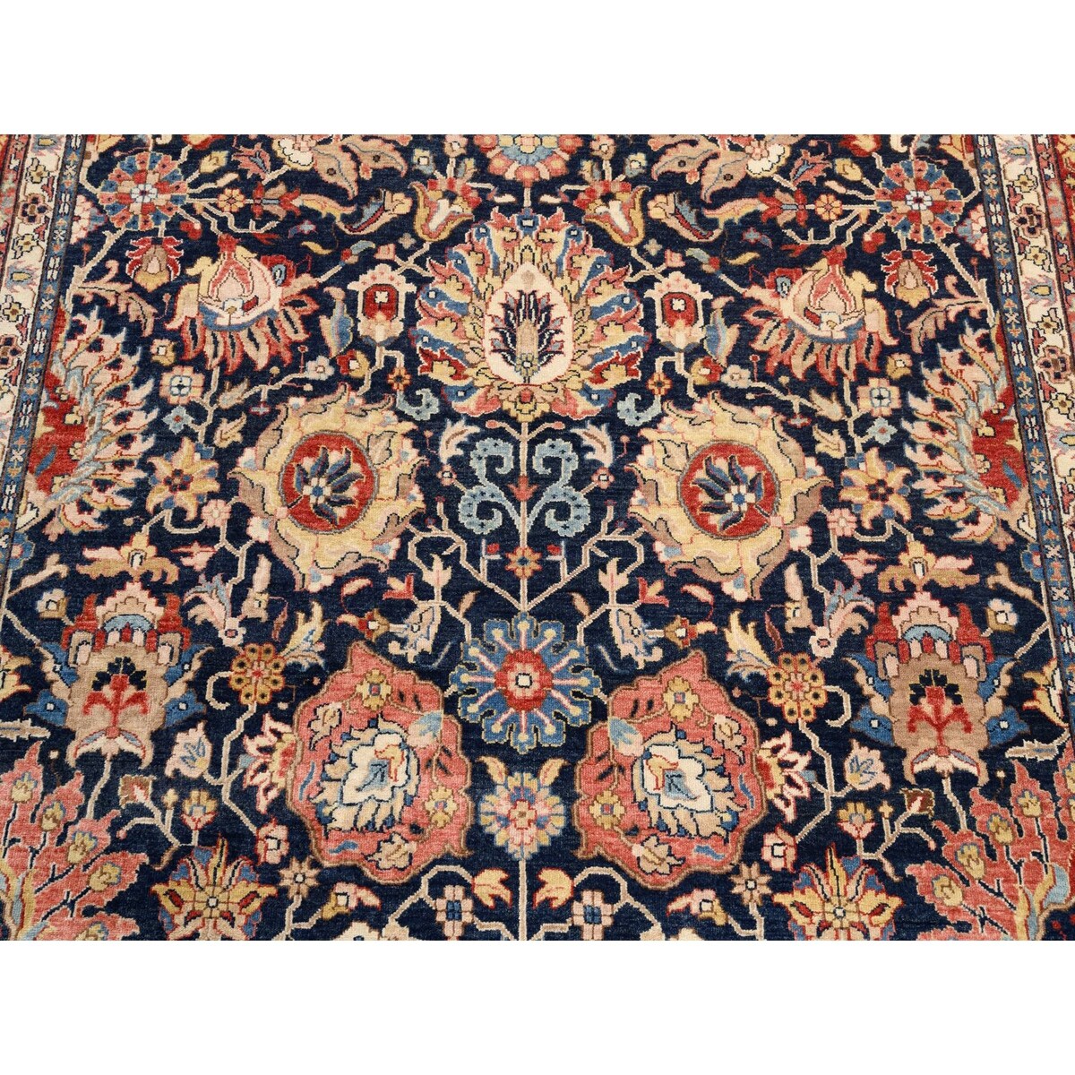 Shahbanu Rugs Heriz with All Over Design Charcoal Black Pure Wool Natural Dyes Hand Knotted Oriental Rug (7'10" x 10'0")