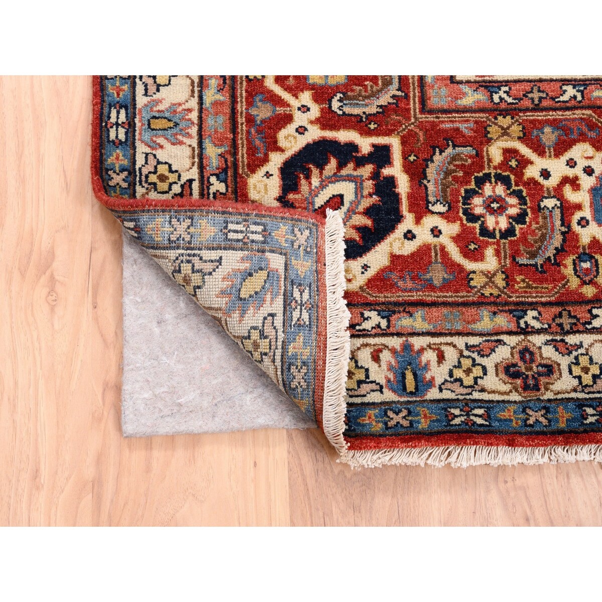 Shahbanu Rugs Heriz with All Over Design Charcoal Black Pure Wool Natural Dyes Hand Knotted Oriental Rug (7'10" x 10'0")