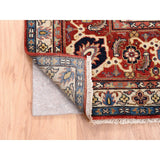 Shahbanu Rugs Heriz with All Over Design Charcoal Black Pure Wool Natural Dyes Hand Knotted Oriental Rug (7'10" x 10'0")