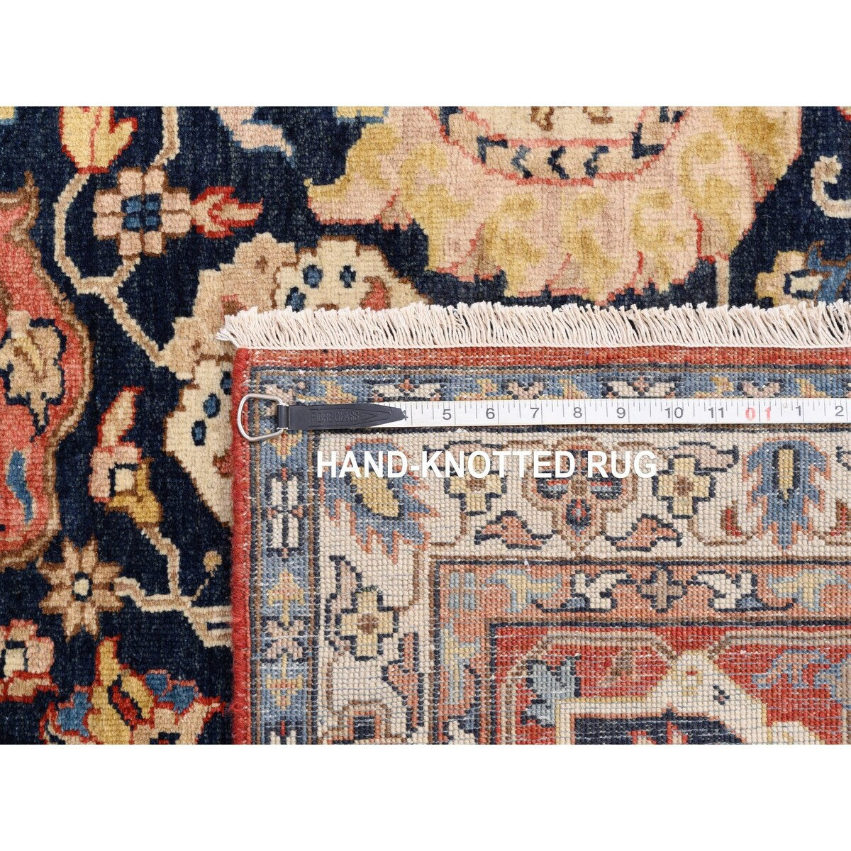 Shahbanu Rugs Heriz with All Over Design Charcoal Black Pure Wool Natural Dyes Hand Knotted Oriental Rug (7'10" x 10'0")