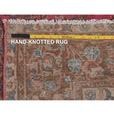 Hot Pink Vintage Persian Mashad Worn Down Handmade Rug(7'x9'9") - 7'0" x 9'9"