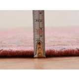Hot Pink Vintage Persian Mashad Worn Down Handmade Rug(7'x9'9") - 7'0" x 9'9"