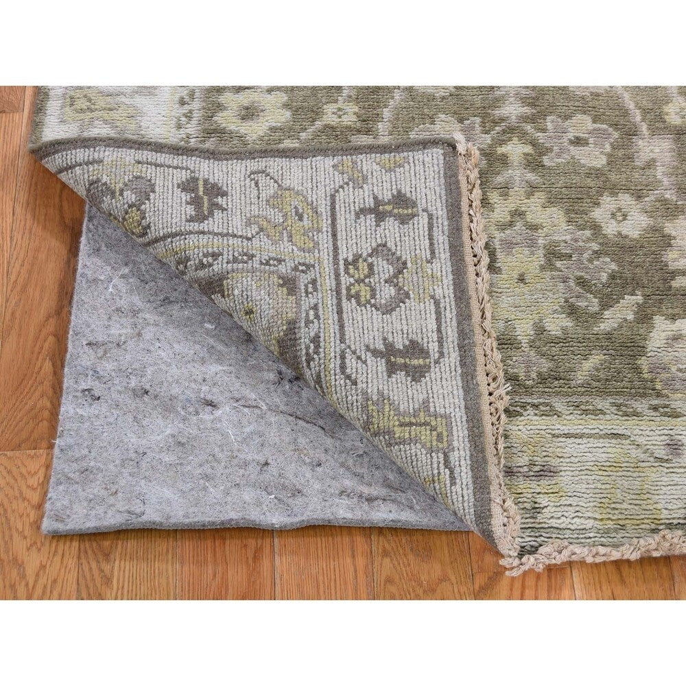 Shahbanu Rugs Indo Oushak Pure Wool Hand-Knotted Runner Oriental Rug (3'2" x 9'9") - 3'2" x 9'9"