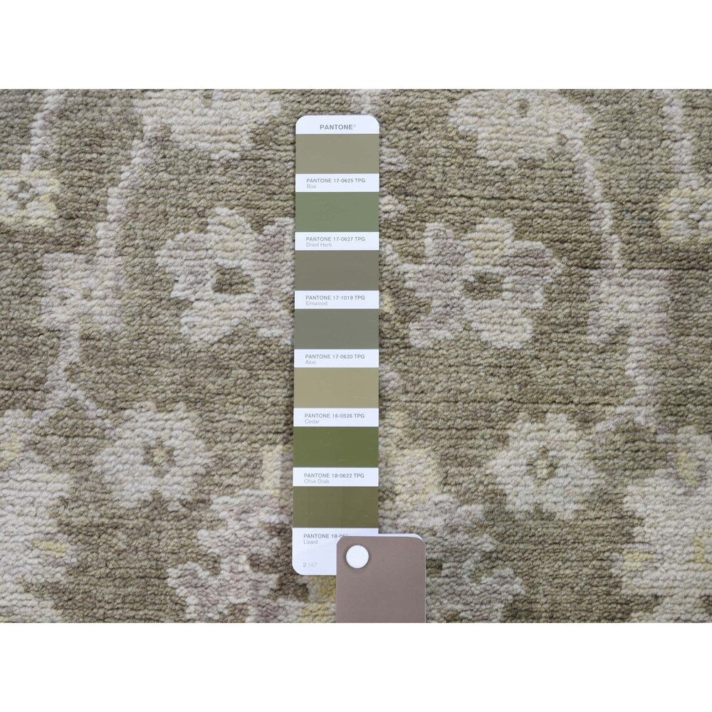 Shahbanu Rugs Indo Oushak Pure Wool Hand-Knotted Runner Oriental Rug (3'2" x 9'9") - 3'2" x 9'9"